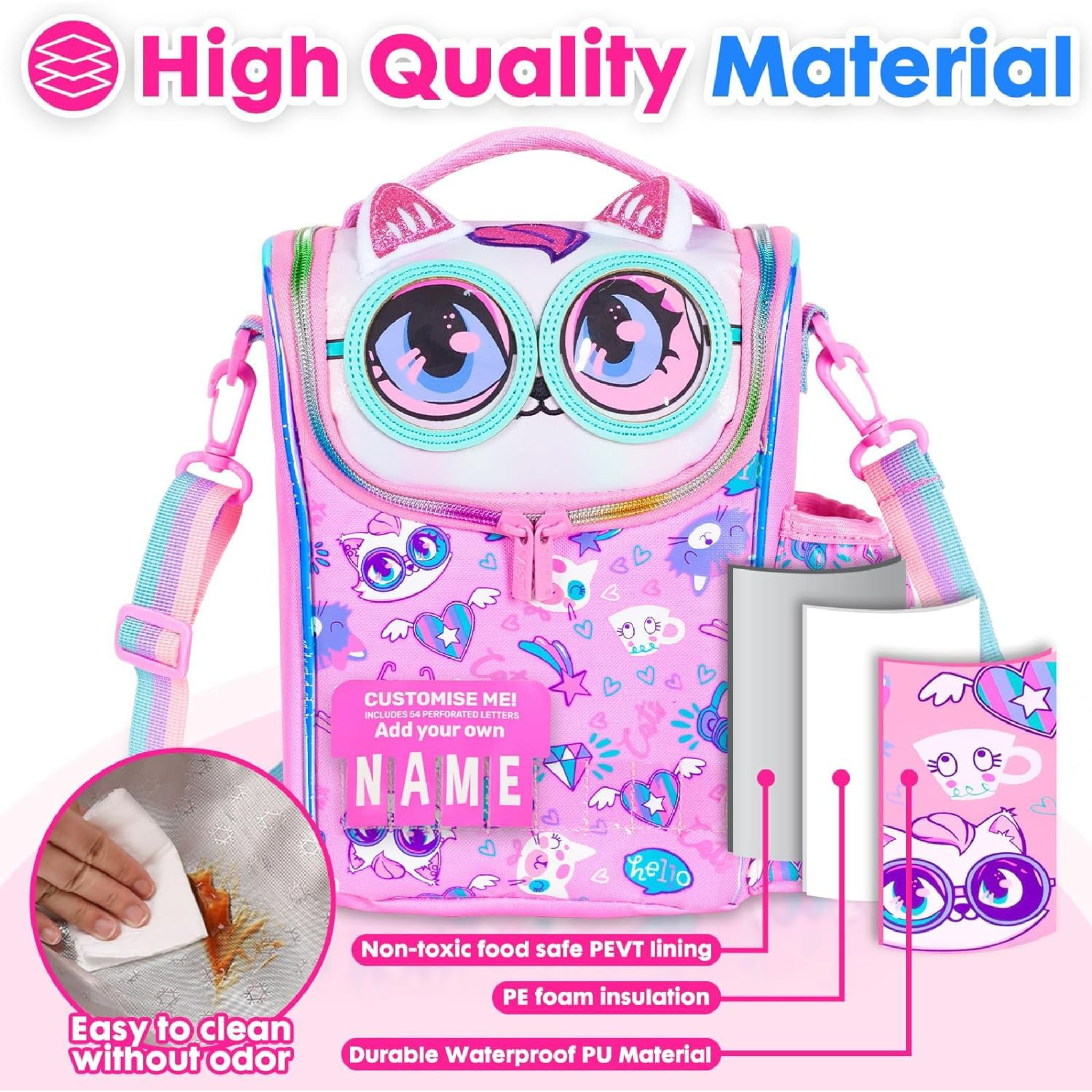 Vest-Style Sling Lunch Bag,Kitty  which is thermal insulated