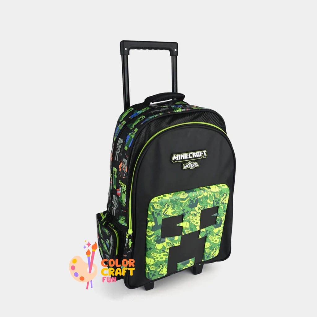 Orignal Smiggle Rolling Backpack/Trolley Bag for Kids MINDCRAFT Size 19inch