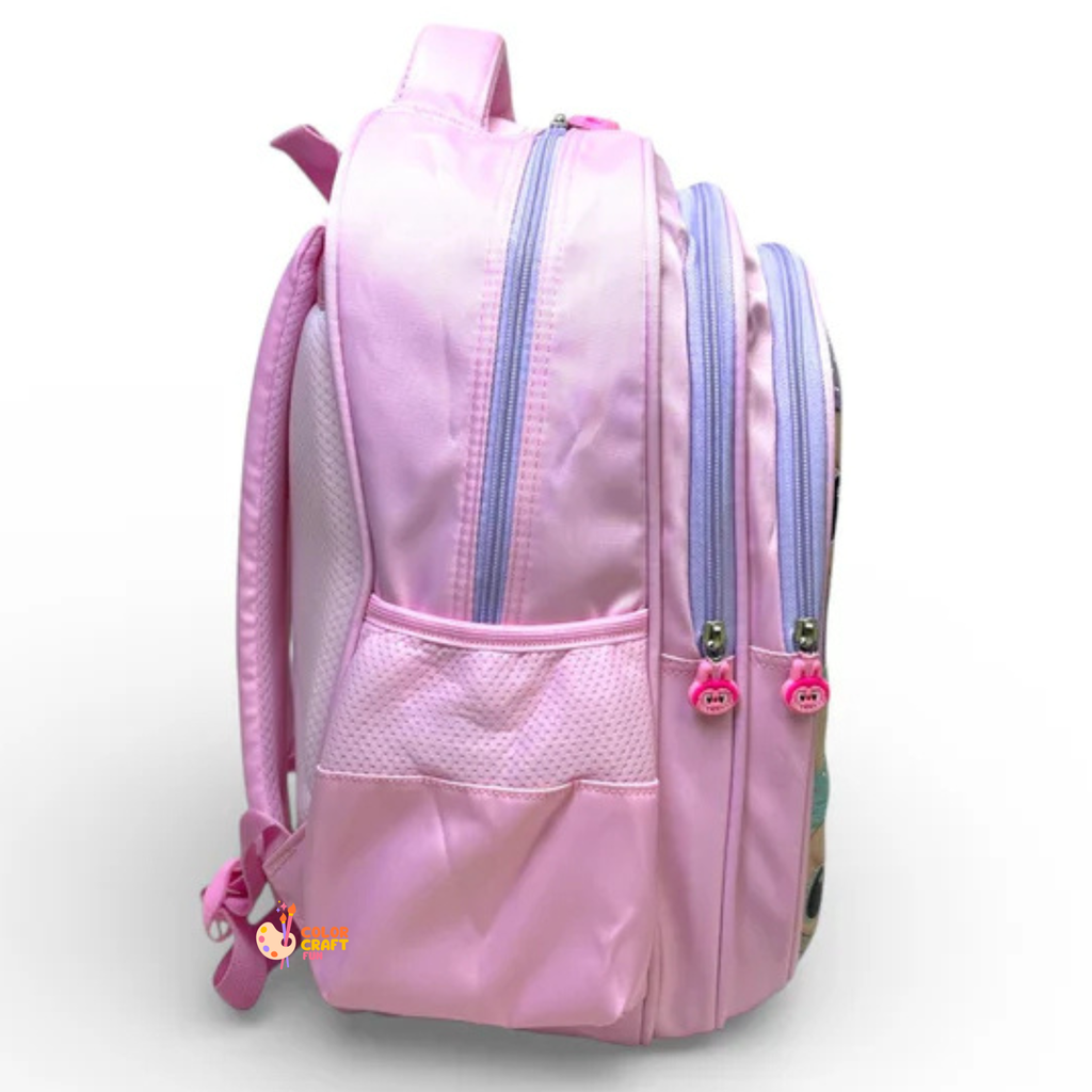 16 Inch 3D Labubu School Bag For Grade 1 Till 3 Girls ( With Keychain )