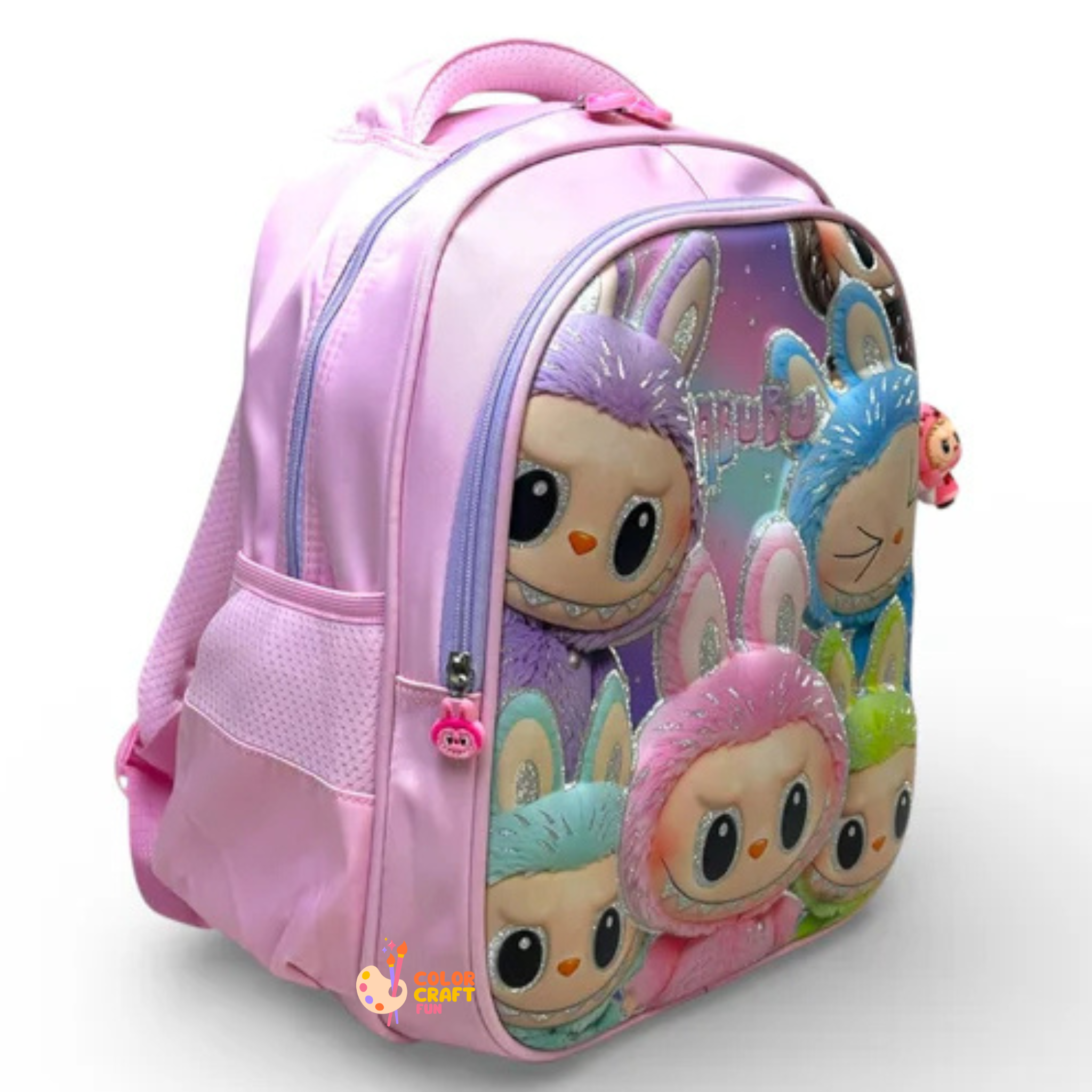 14 Inch 3D Labubu School Bag For Nursery Till KG Girls ( With Keychain )
