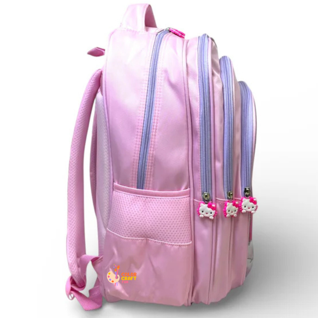 18 Inch 3D Hello Kitty School Bag For Grade 4 Till 8 Girls ( With Keychain )