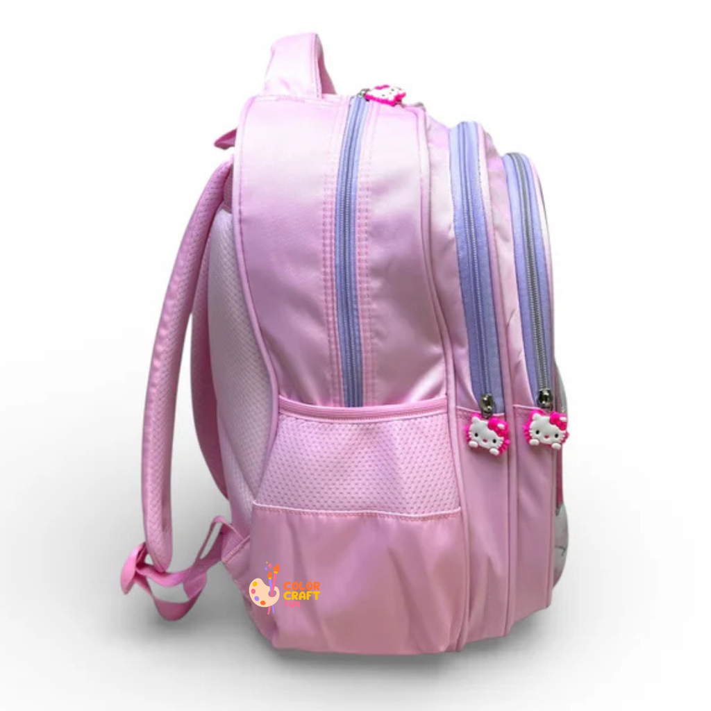 16 Inch 3D Hello Kitty School Bag For Grade 1 Till 3 Girls ( With Keychain )