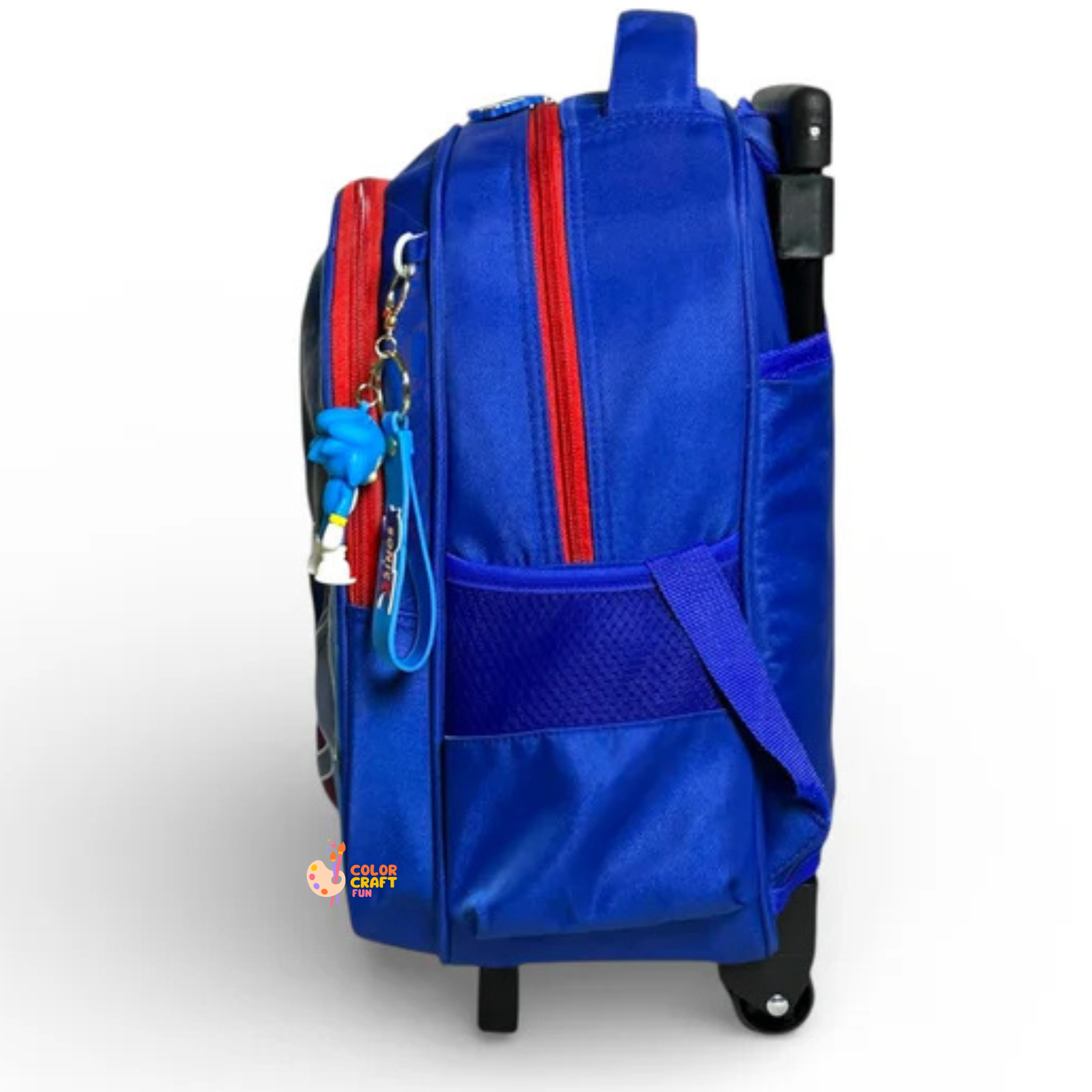 14 Inch 3D Sonic Trolley Bag For Grade kg Till 1 Boys ( With Keychain )