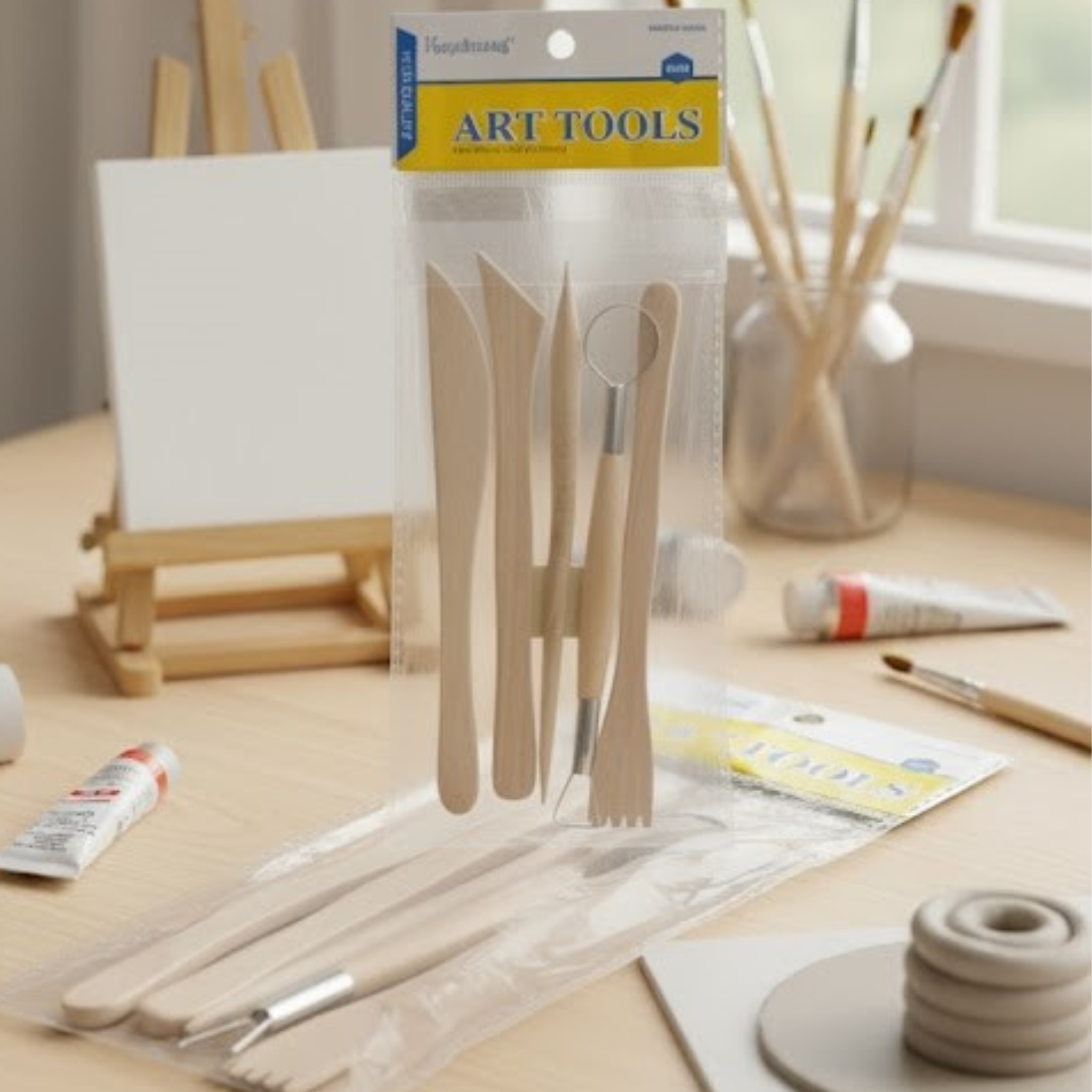 keep smiling art tool 5pcs wooden
