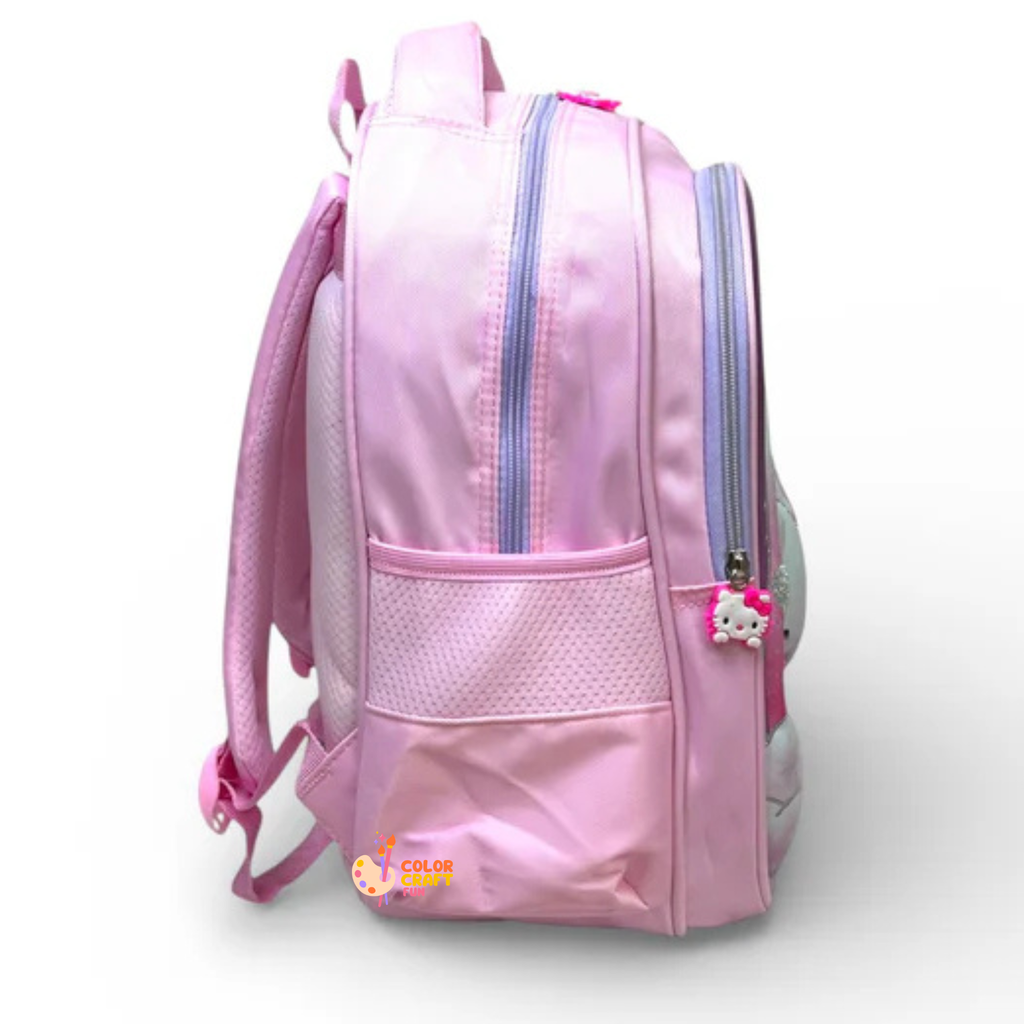 14 Inch 3D Hello Kitty School Bag For Nursery Till KG Girls ( With Keychain )