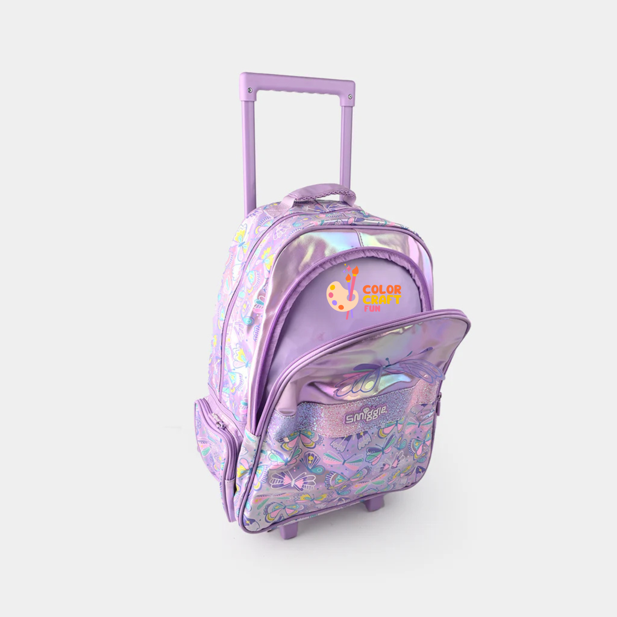 Orignal Smiggle Rolling Backpack/Trolley Bag for Kids BUTTERFULY Size 19