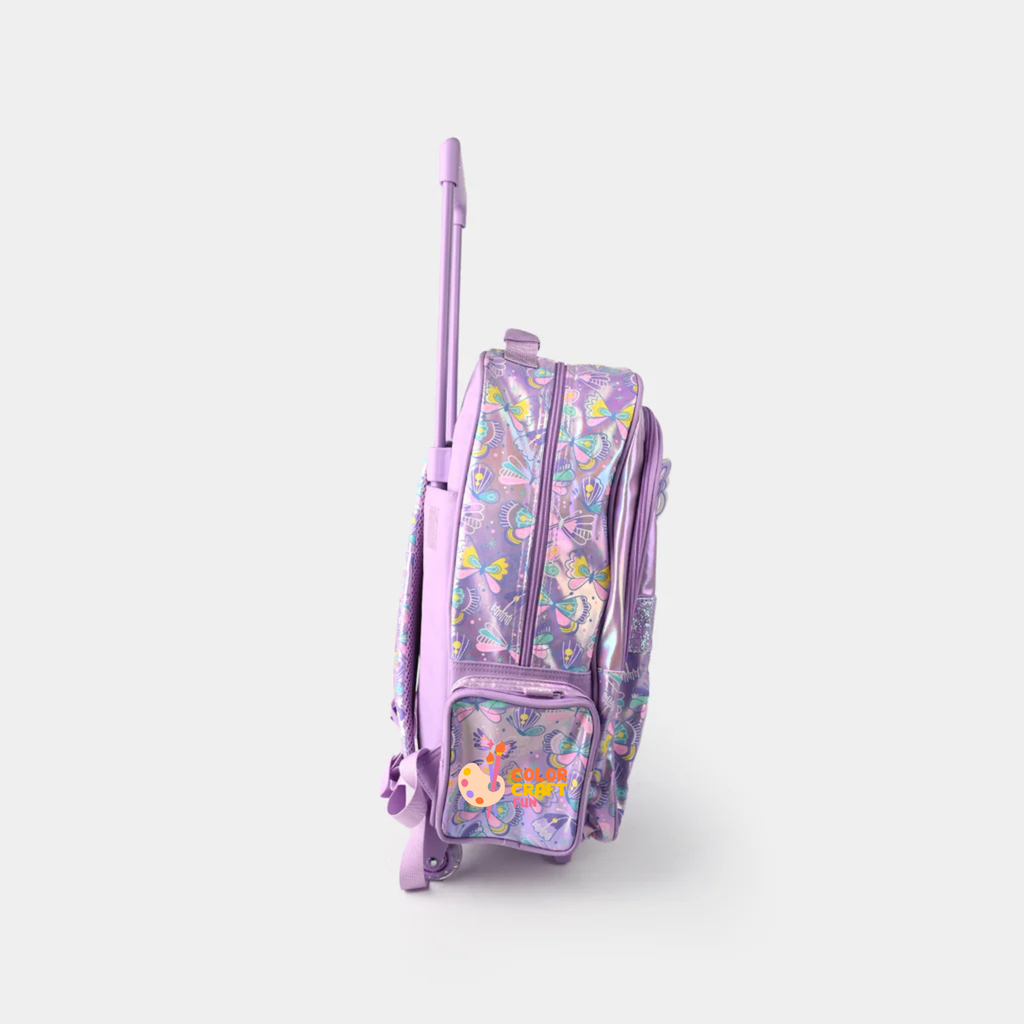 Orignal Smiggle Rolling Backpack/Trolley Bag for Kids BUTTERFULY Size 19