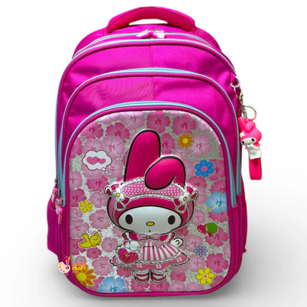 18 Inch 3D Melody School Bag For Grade 4 Till 8 Girls ( With Keychain )