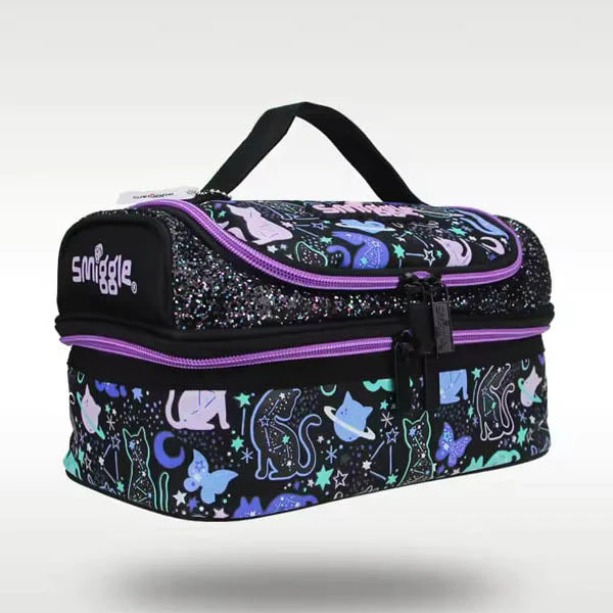 Smiggle Brand Cat Themed Insulated Two Compartment Lunch Bag