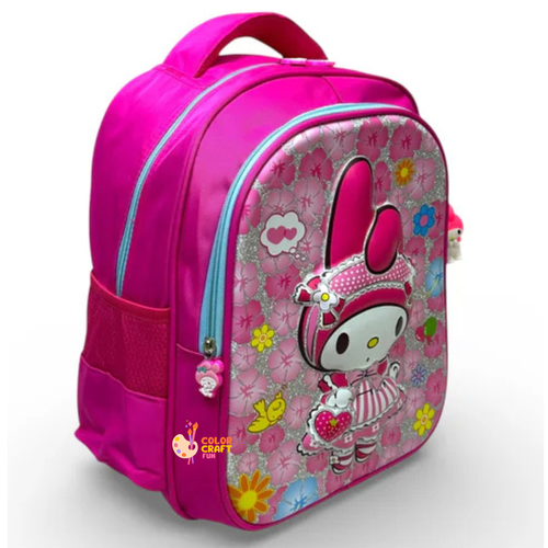 14 Inch 3D Melody School Bag For Nursery Till KG Girls ( With Keychain )