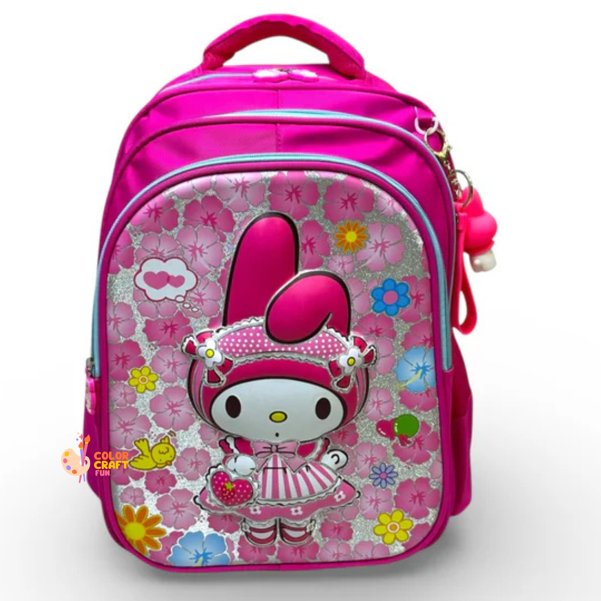 16 Inch 3D Melody School Bag For Grade 1 Till 3 Girls ( With Keychain )