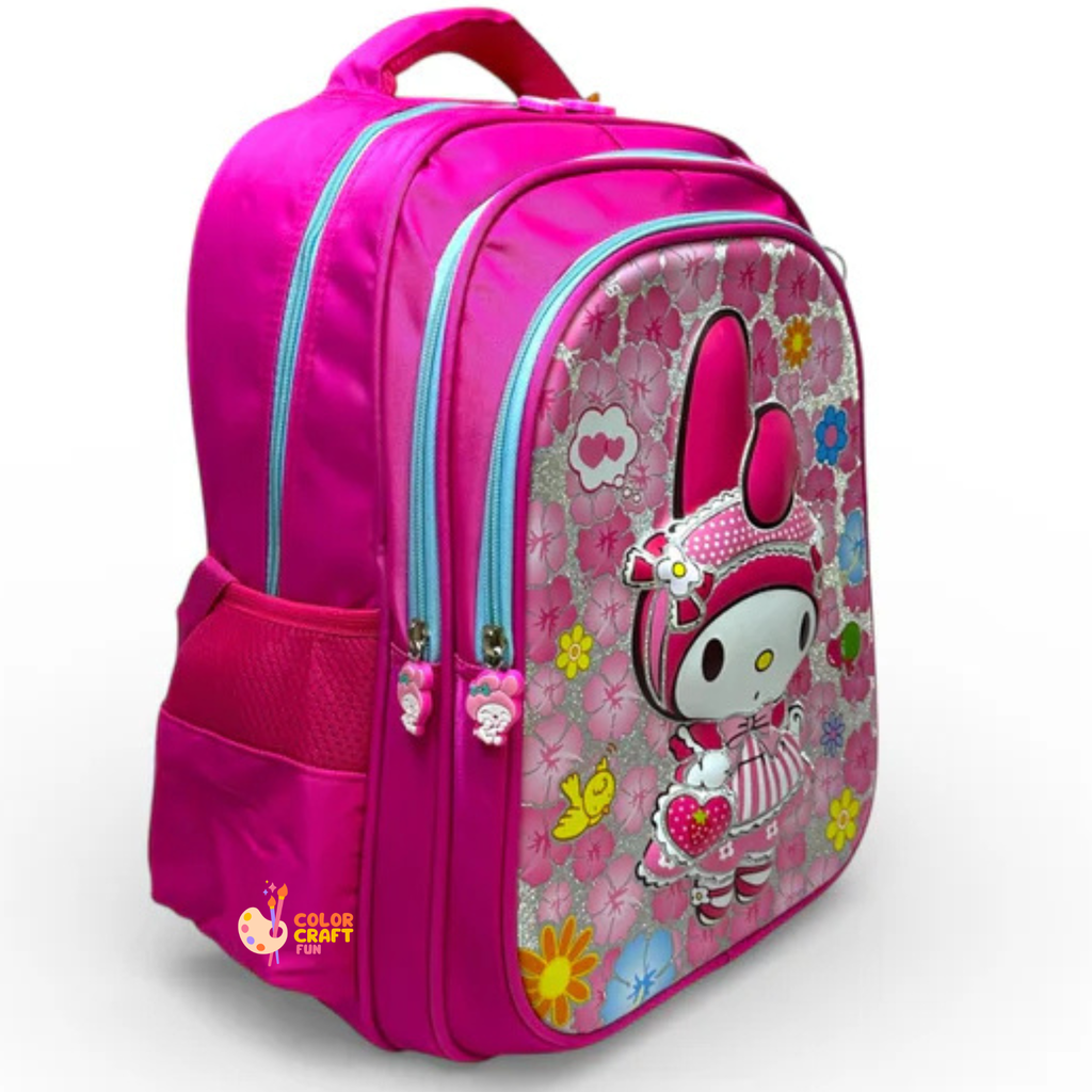 16 Inch 3D Melody School Bag For Grade 1 Till 3 Girls ( With Keychain )