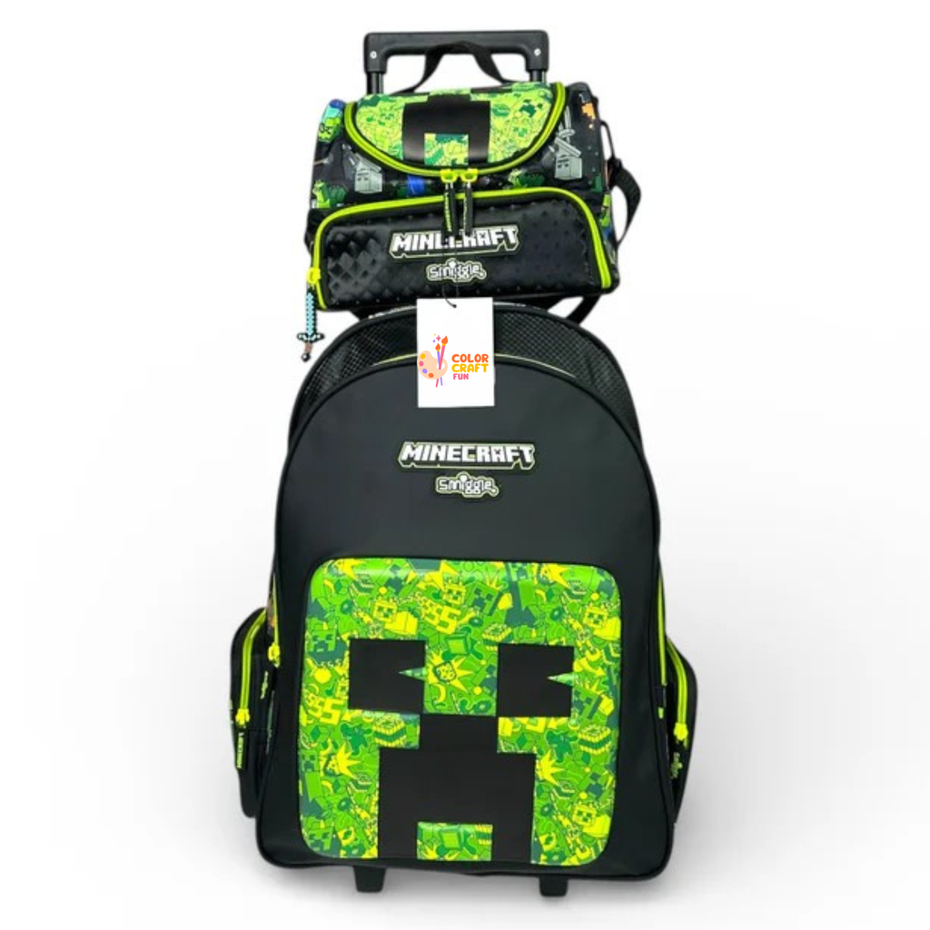 Original Minecraft 2 piece Trolley Bag bundle For Grade 1 Till 5 Boys