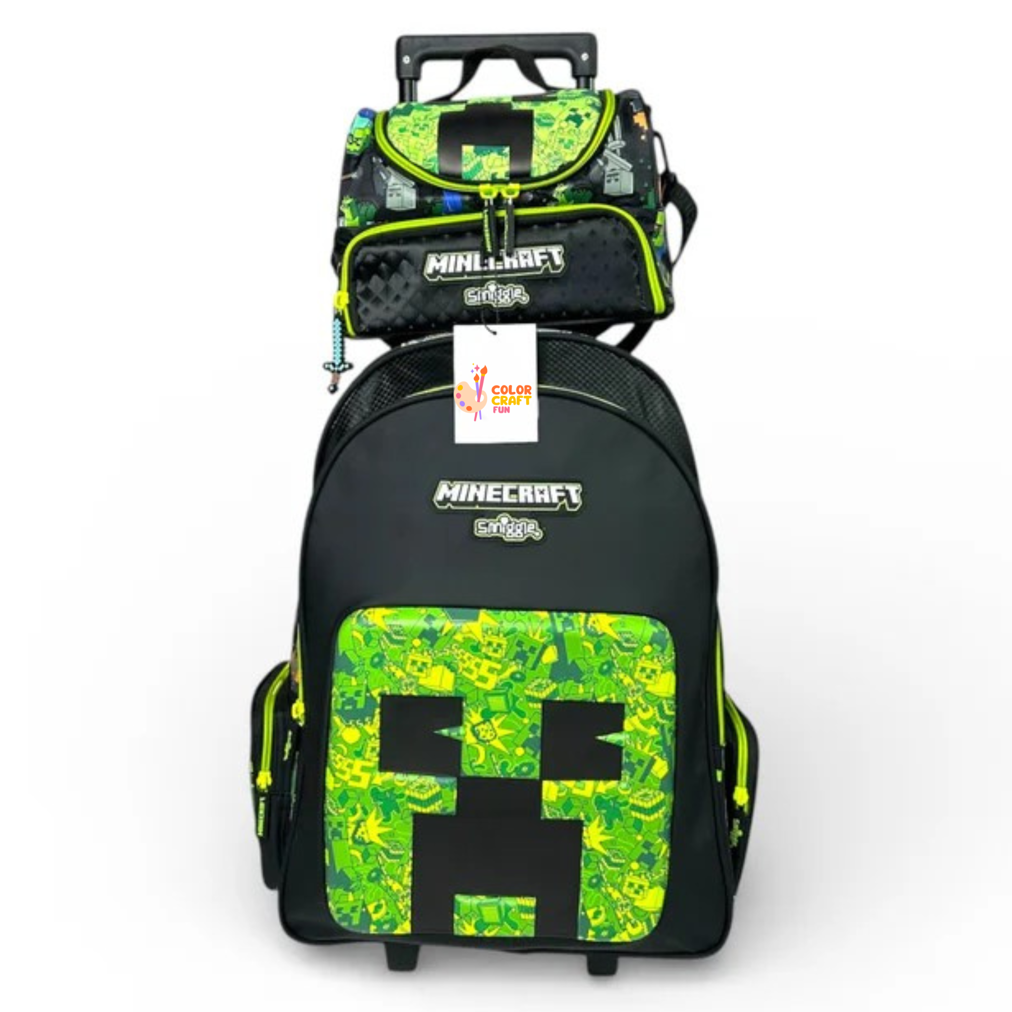 Original Minecraft 2 piece Trolley Bag bundle For Grade 1 Till 5 Boys