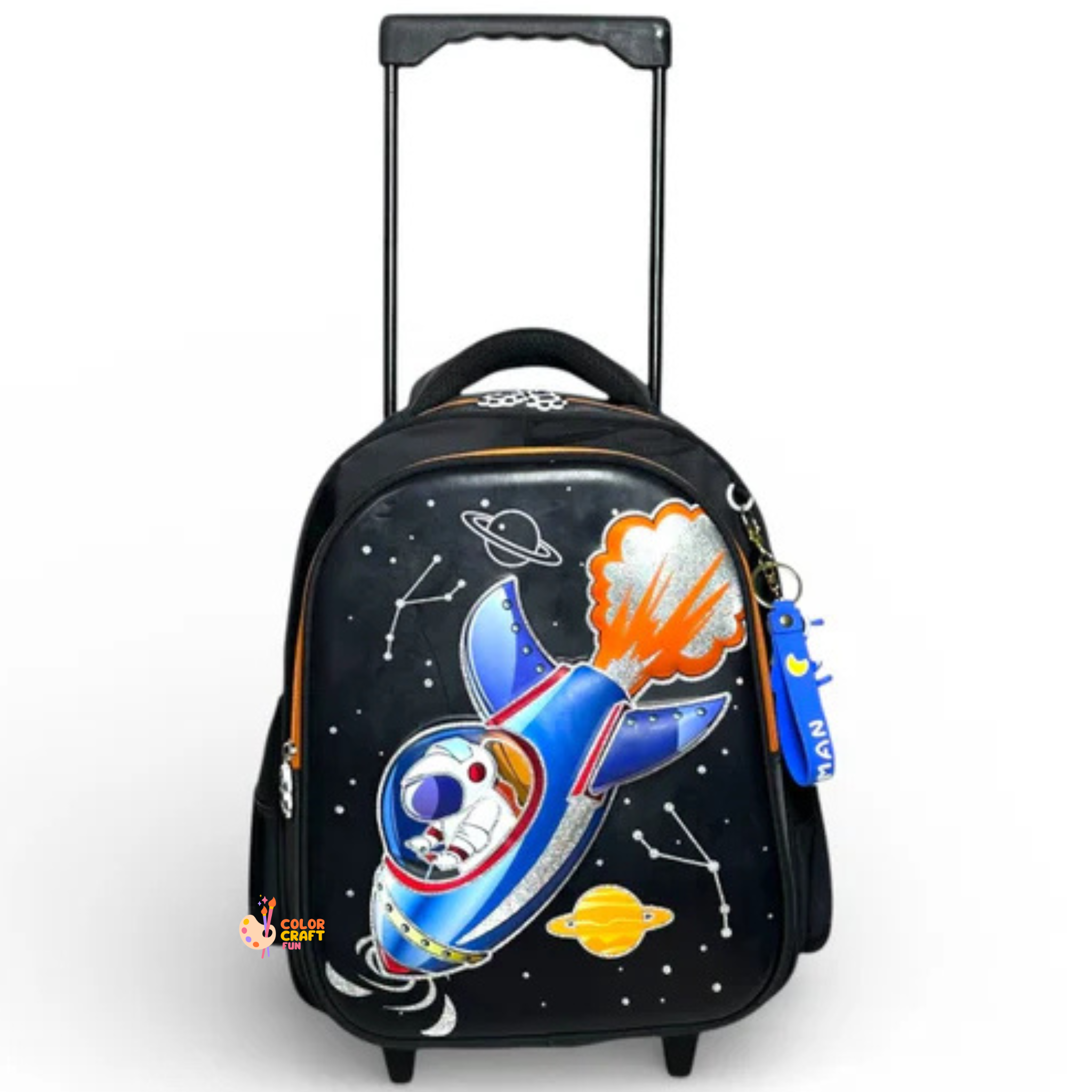 14 Inch 3D Space Astronaut Trolley Bag For Grade kg Till 1 Boys ( With Keychain )