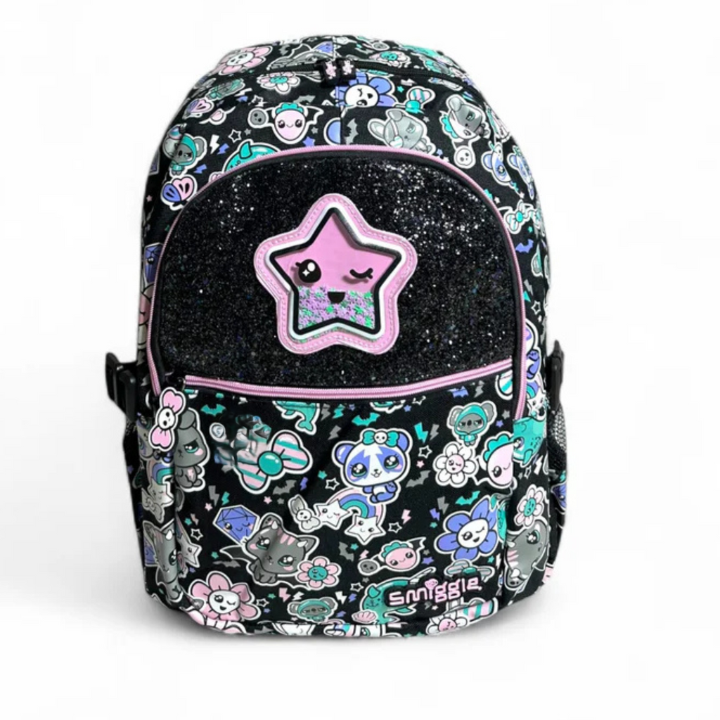 Smiggle Original 17 Inch Black Trailblazer Classic School Bag For Grade 1-5 Girls