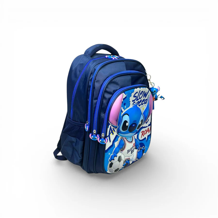 18 Inch 3D Stitch School Bag For Grade 4 Till 8 Kids ( With Keychain )